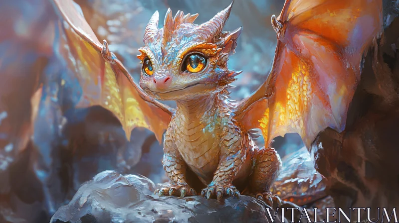 Whimsical Dragon Cub Portrait AI Image