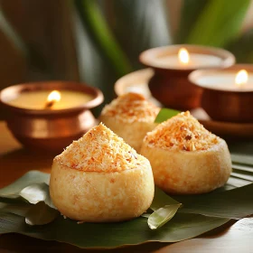 Coconut Topped Cakes and Candle Ambiance