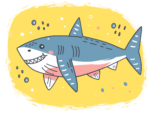 POD Design Cute Shark Illustration for Apparel