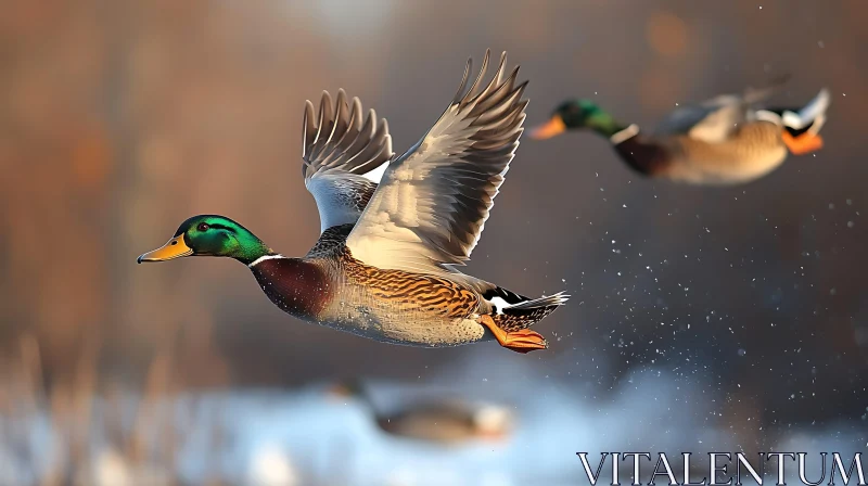 Duck Flying Over Water AI Image