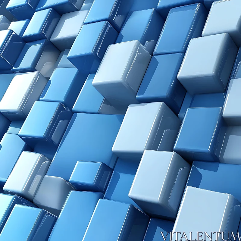 Dimensional Blue Cube Composition AI Image