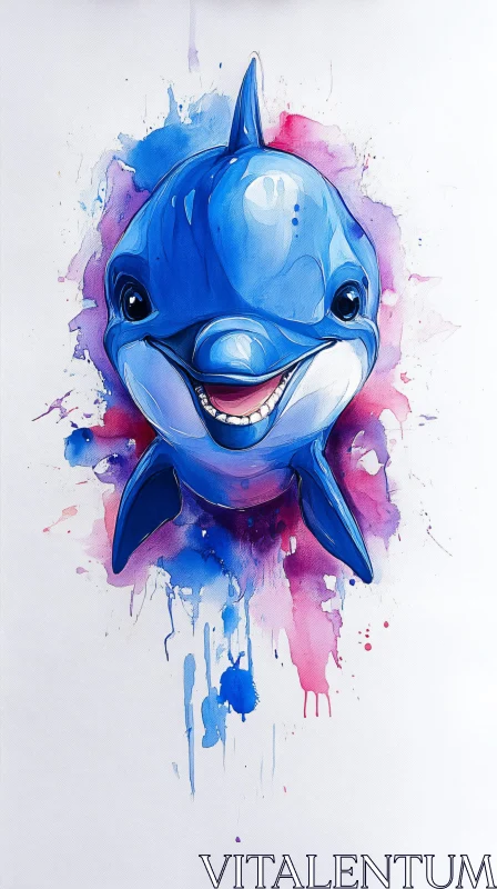 Playful Dolphin Illustration AI Image