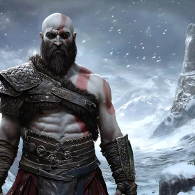 Armored Warrior in Winter Landscape
