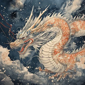 Coral Dragon Ascending Through Twilight Skies