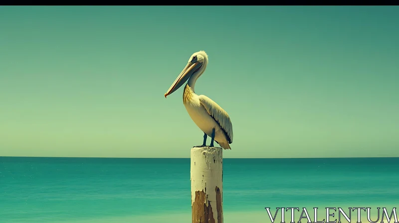 Seaside Pelican Portrait AI Image