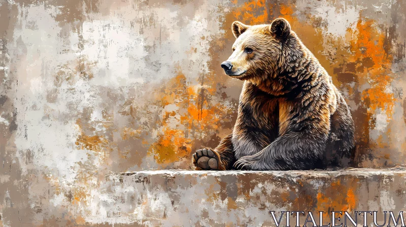 Bear in Artistic Landscape AI Image