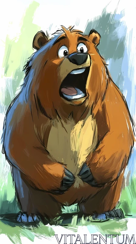 Surprised Cartoon Bear Art AI Image