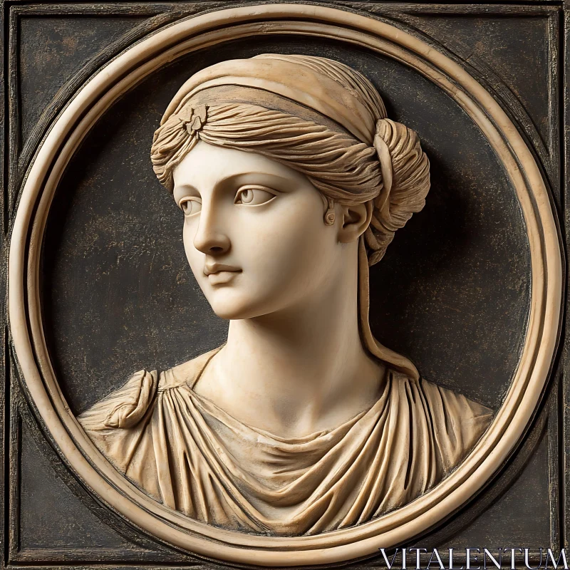 Classical Woman Portrait Sculpture AI Image