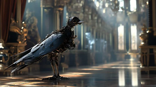 Steampunk Bird in Opulent Interior