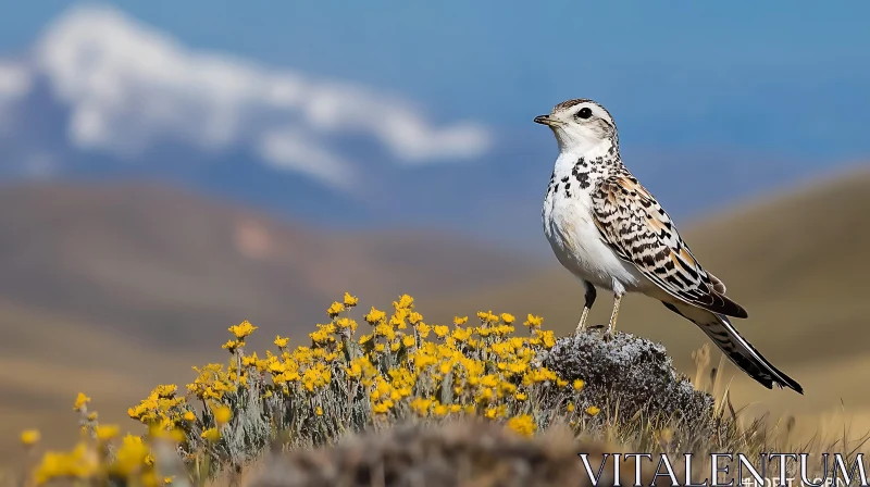 Bird in a field of flowers AI Image