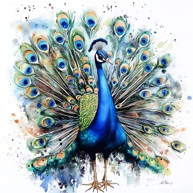 Peacock Feather Watercolor Illustration