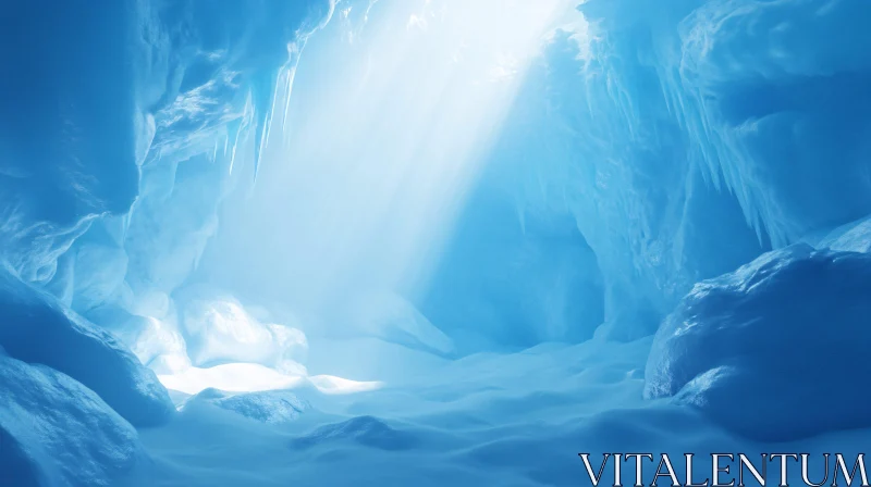 AI ART Sunlit Ice Cave Interior