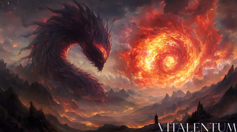 AI ART Dragon and Fire Vortex