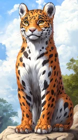 Graceful Leopard on Rocks
