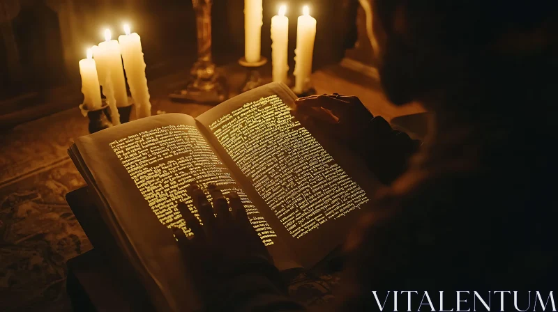 AI ART Candlelit Reading of an Ancient Manuscript