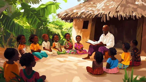 African Village School Scene