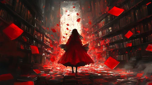 Lady in Red at the Library