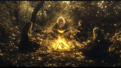 Mystical Forest Ritual at Night