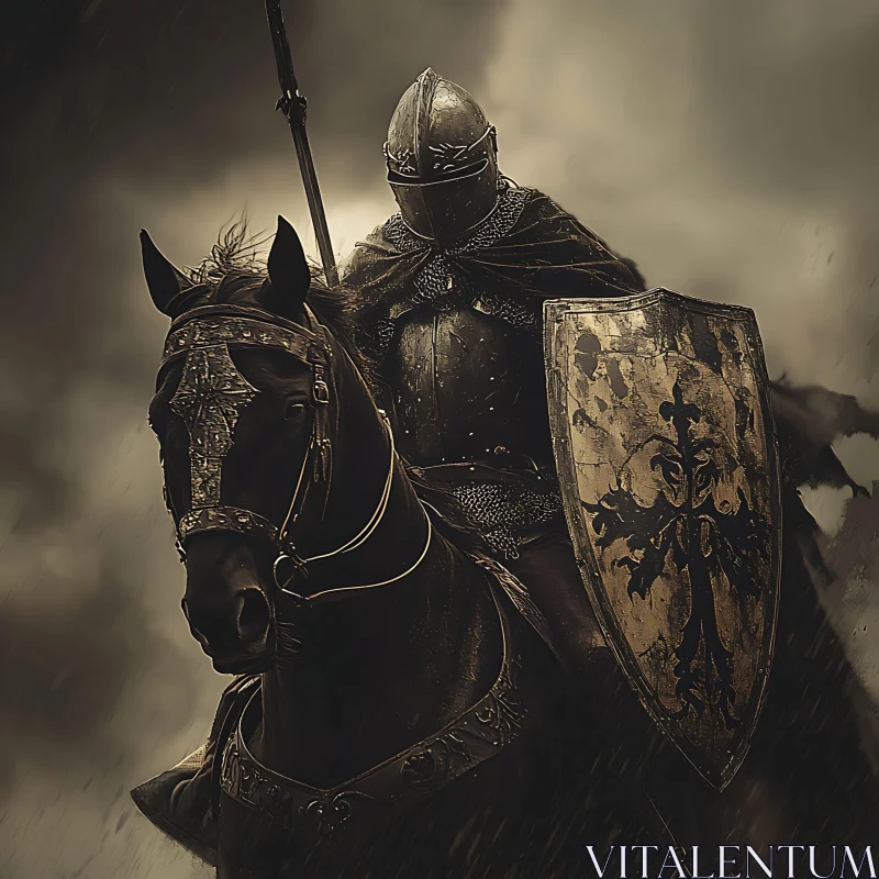 AI ART Armored Knight Riding Horse - Fantasy Art