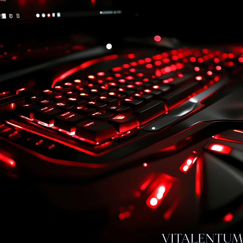 Futuristic Red-Lit Gaming Keyboard AI Image