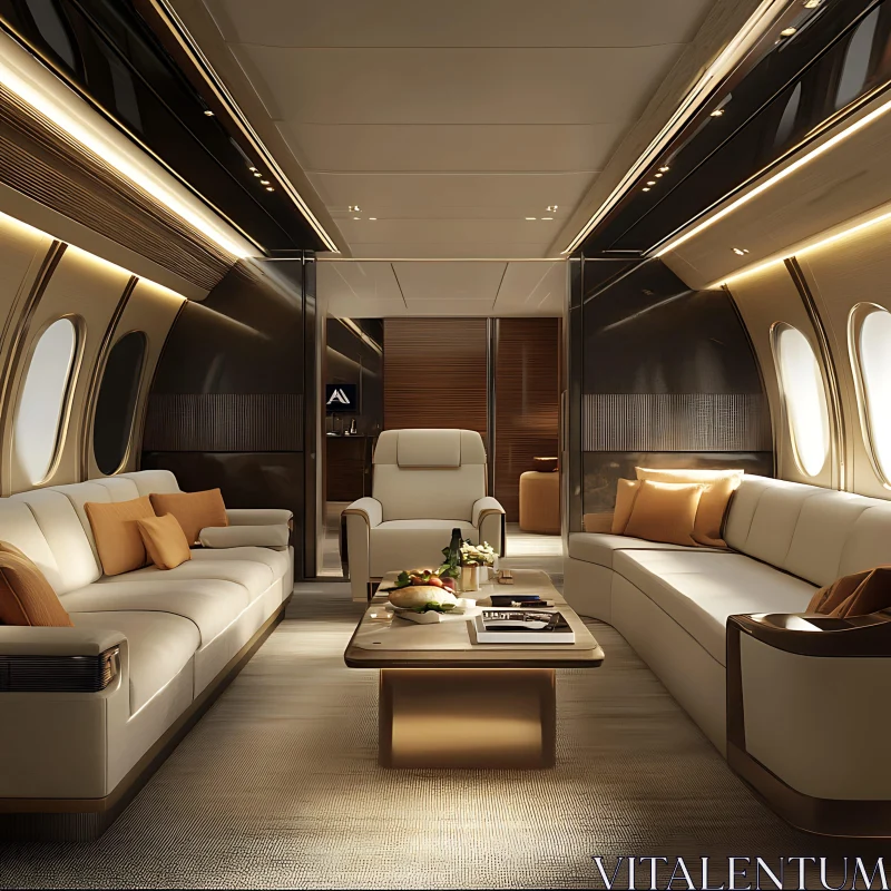 Opulent Private Jet Cabin AI Image