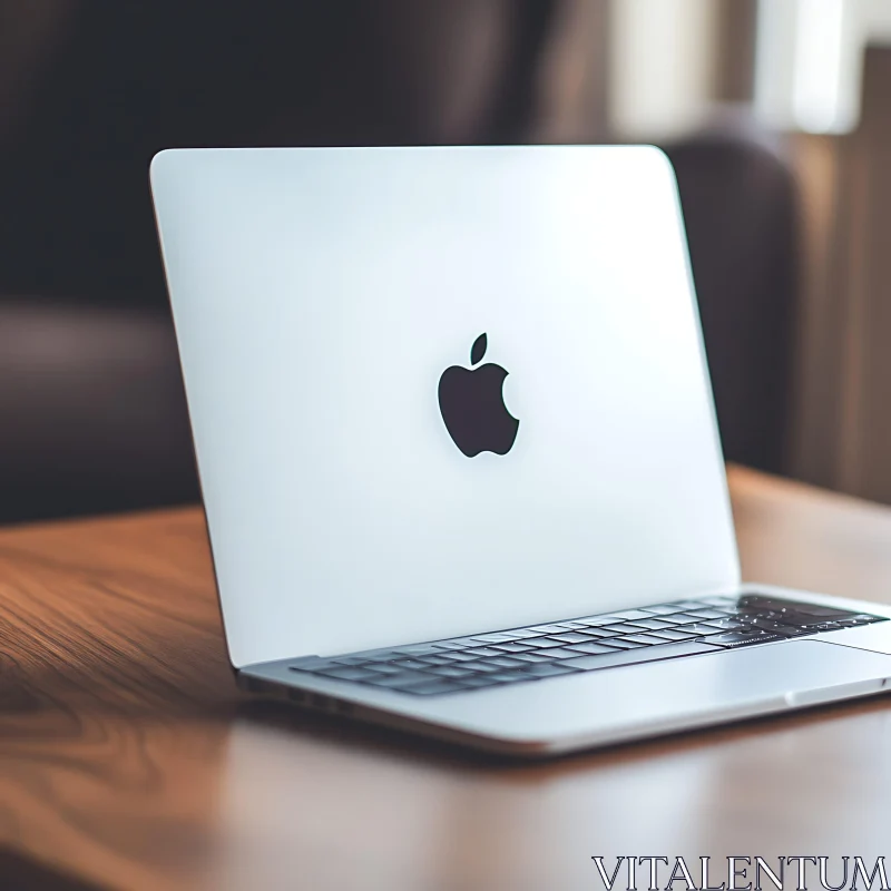 Stylish Apple Laptop on a Desk AI Image