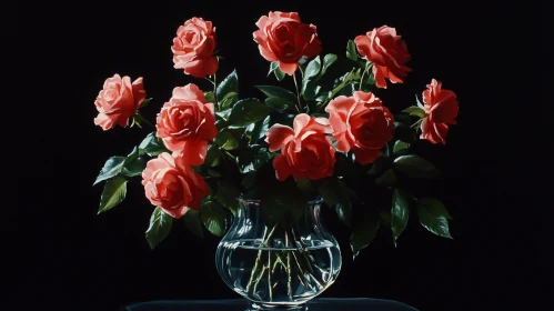 Red Roses in Vase