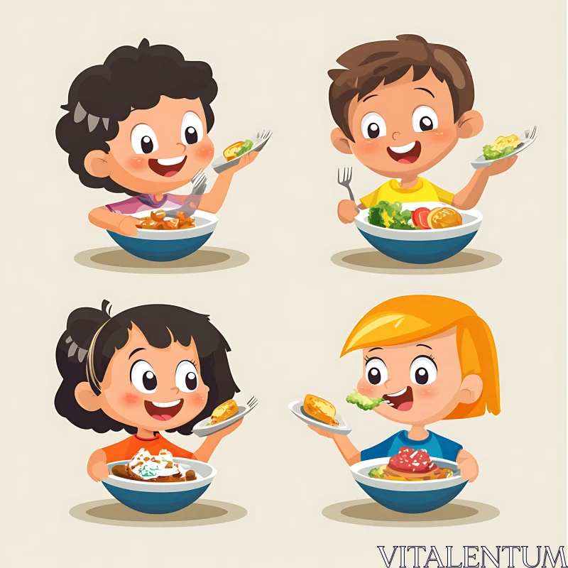 AI ART Cheerful Children's Cartoon Food Illustration