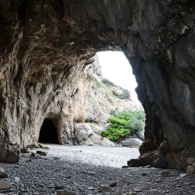 Stone Cave Opening with Natural Light