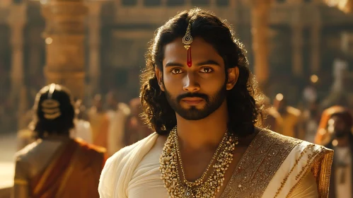 Portrait of a Man with Traditional Indian Jewelry