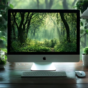 Forest Scenery on Computer Screen