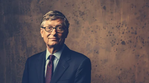 Bill Gates in Suit with Textured Backdrop Portrait