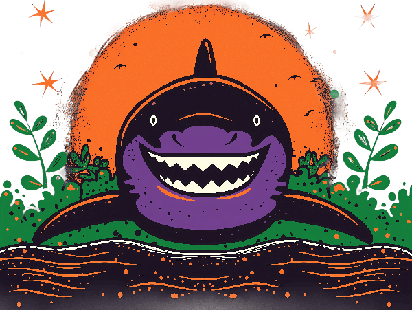 POD Design Smiling Shark Illustration Tee