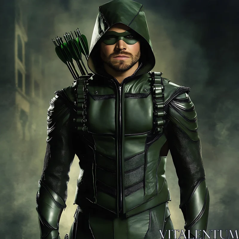 Emerald Archer: Defender of the City AI Image