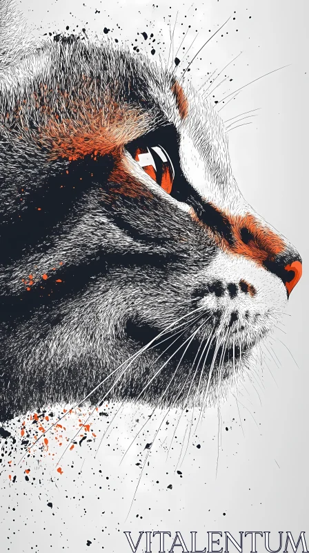 Expressive Feline Illustration AI Image