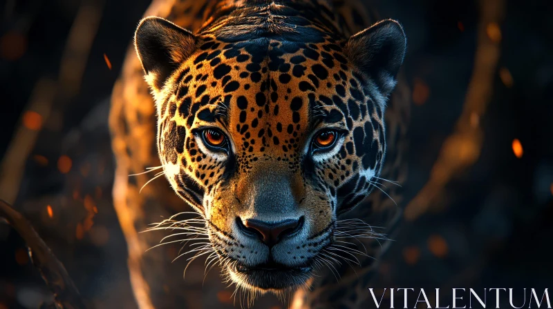 Wild Jaguar Emerging from Shadows AI Image