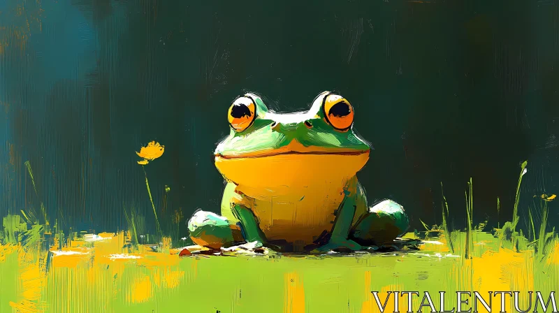 AI ART Vibrant Frog Surrounded by Greenery