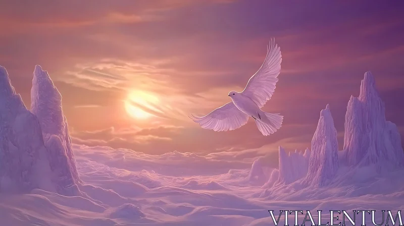 White Dove in Pastel Sky AI Image