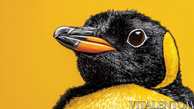 Vivid Penguin Art in Yellow Tones AI Image