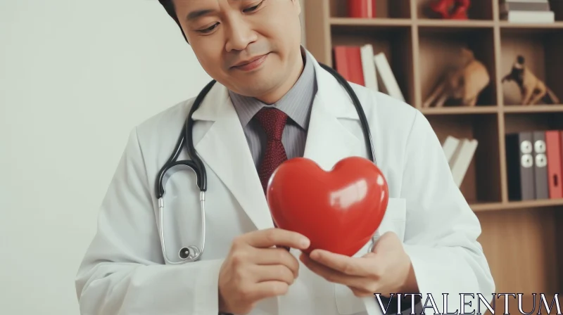 Captivating Image of a Medical Doctor Holding a Red Heart AI Image