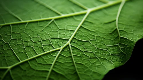Detailed Macro Photography of a Leaf in Natural Light