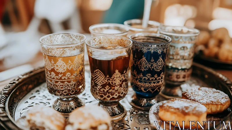 Vintage Tea and Pastries Still Life AI Image