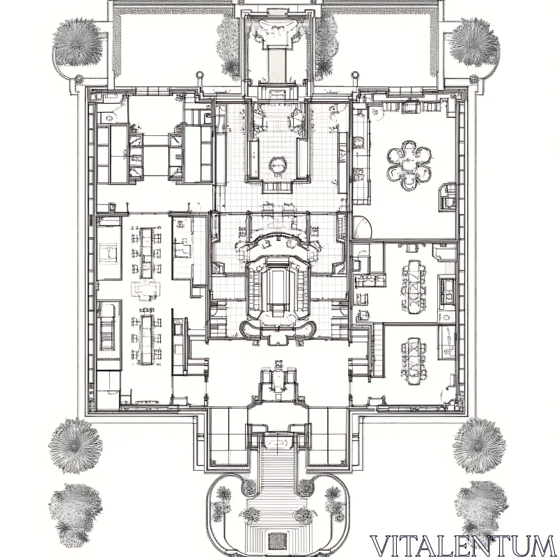 Intricate Multi-Room Building Floor Plan AI Image