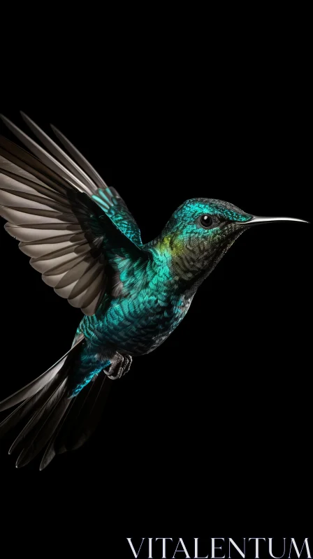 Emerald Hummingbird in Flight - A Masterpiece of Nature's Precision AI Image