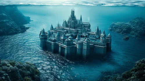 Enchanting Underwater Castle: A Captivating Digital Painting
