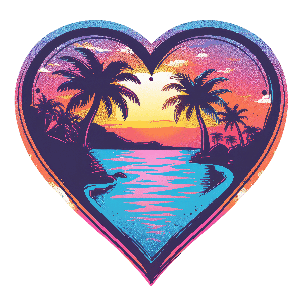 POD Design Beach Heart T-Shirt Art