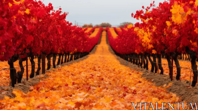 Fall Foliage in a Vibrant Australian Vineyard AI Image