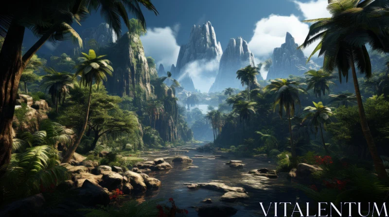 Fantasy Jungle Landscape in Cryengine Style AI Image