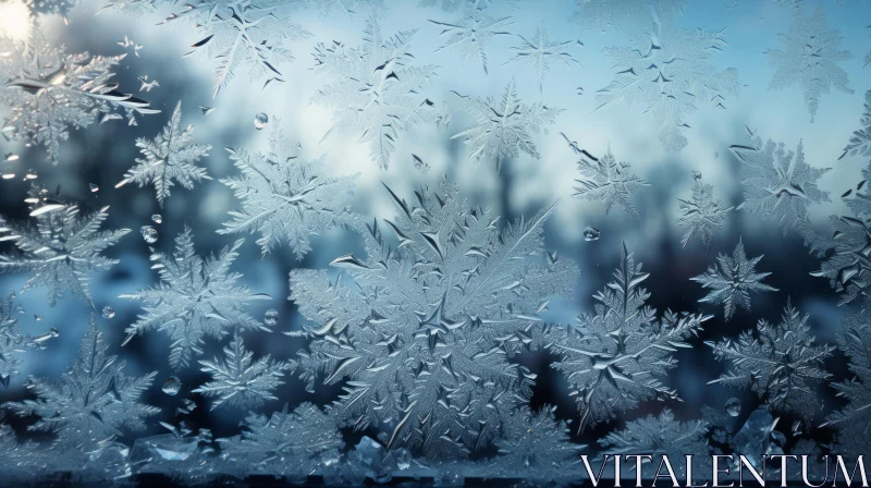 Snowflake on Window: A Winter Wonderland Composition AI Image