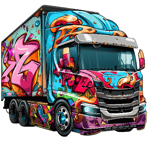 Urban Art on Wheels: Colorful Graffiti on Semi-Truck